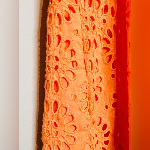 Lilly Pulitzer Kay Babydoll Orange Cantaloupe Tangerine Eyelet Puff Sleeve Dress - Picture 9 of 16
